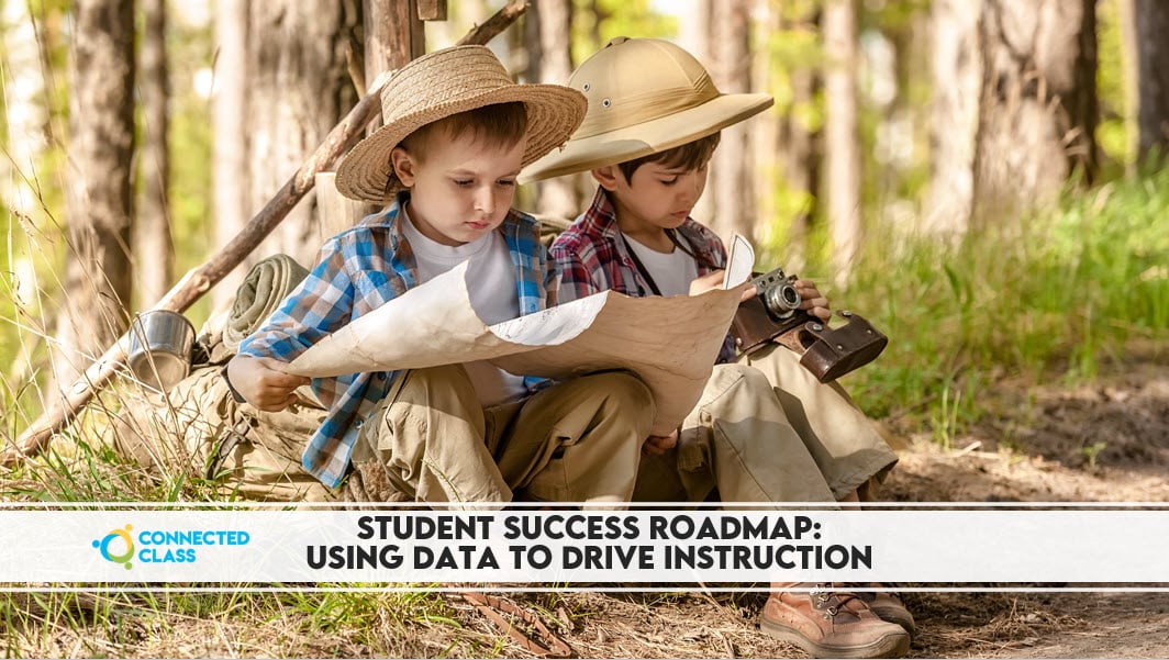 Children exploring outdoors with map and camera