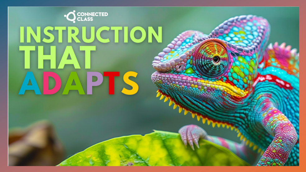 Colorful chameleon with adapting instruction text.