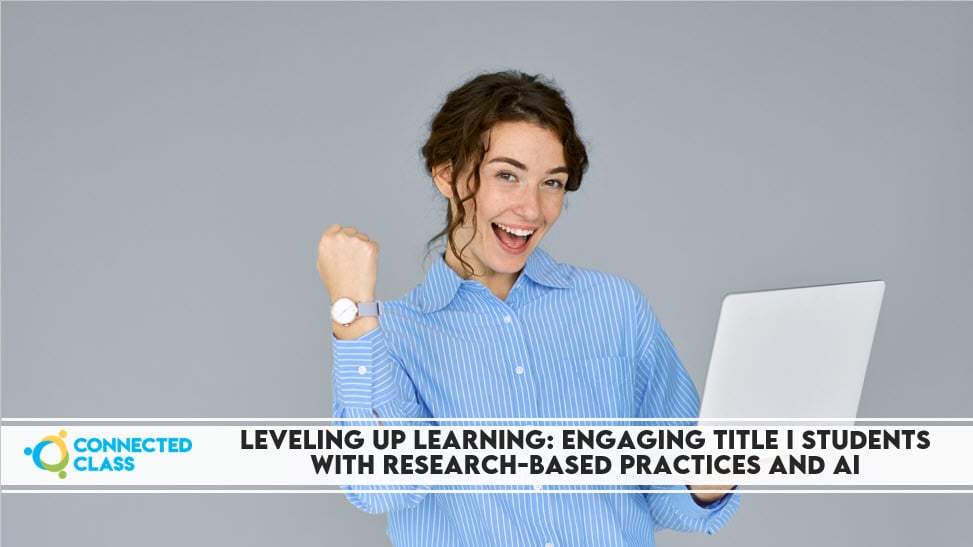 Woman holding laptop, celebrating learning achievement.