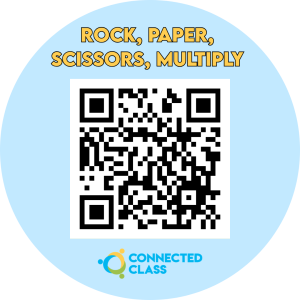 Rock, Paper, Scissors, Multiply QR code poster